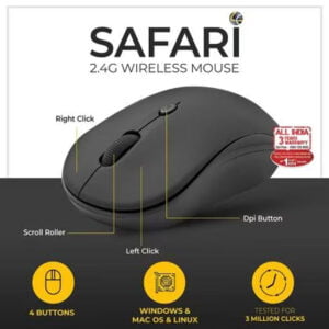 LAPCARE Safari Wireless Optical Mouse  (2.4GHz Wireless, Black)